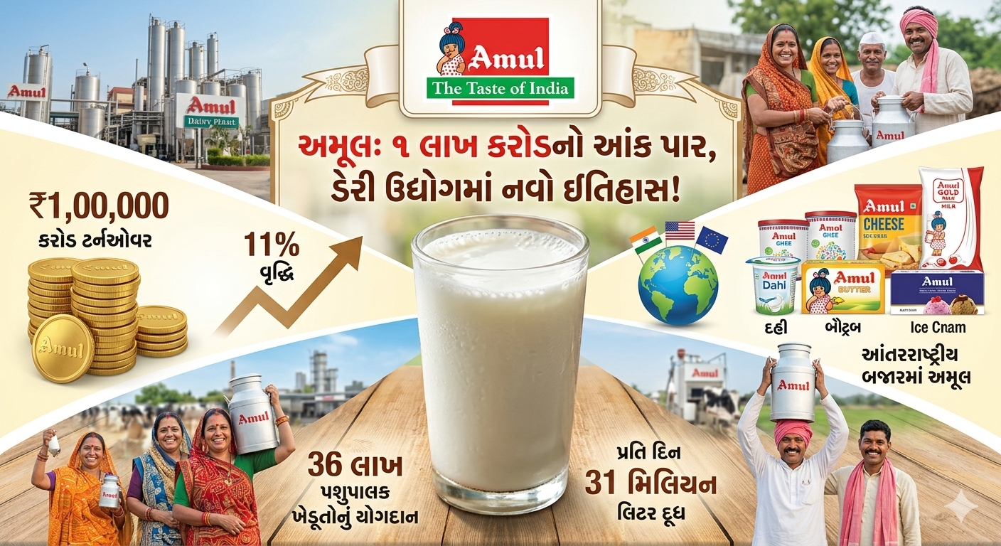 દેશી બ્રાન્ડનો વૈશ્વિક દબદબો: 1 લાખ કરોડના ટર્નઓવર સાથે અમૂલ ભારતની નંબર-1 FMCG કંપની બની