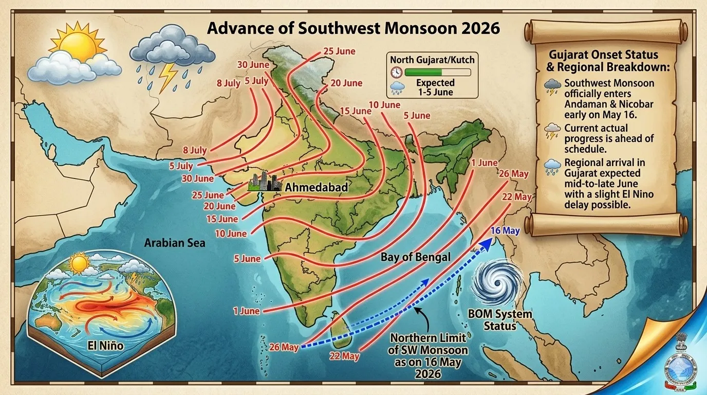 Monsoon 2026 : અંદમાનમાં ચોમાસાની સત્તાવાર એન્ટ્રી થઈ, આ તારીખ આસપાસ પહોંચશે ગુજરાત