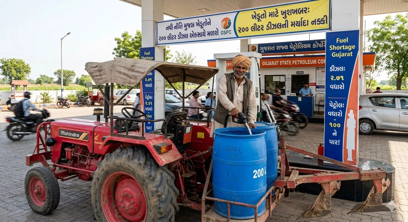 Fuel shortage gujarat : હવે ખેડૂતોને એકસાથે 200 લીટર ડીઝલ મળશે, સરકારે મર્યાદા નક્કી કરી