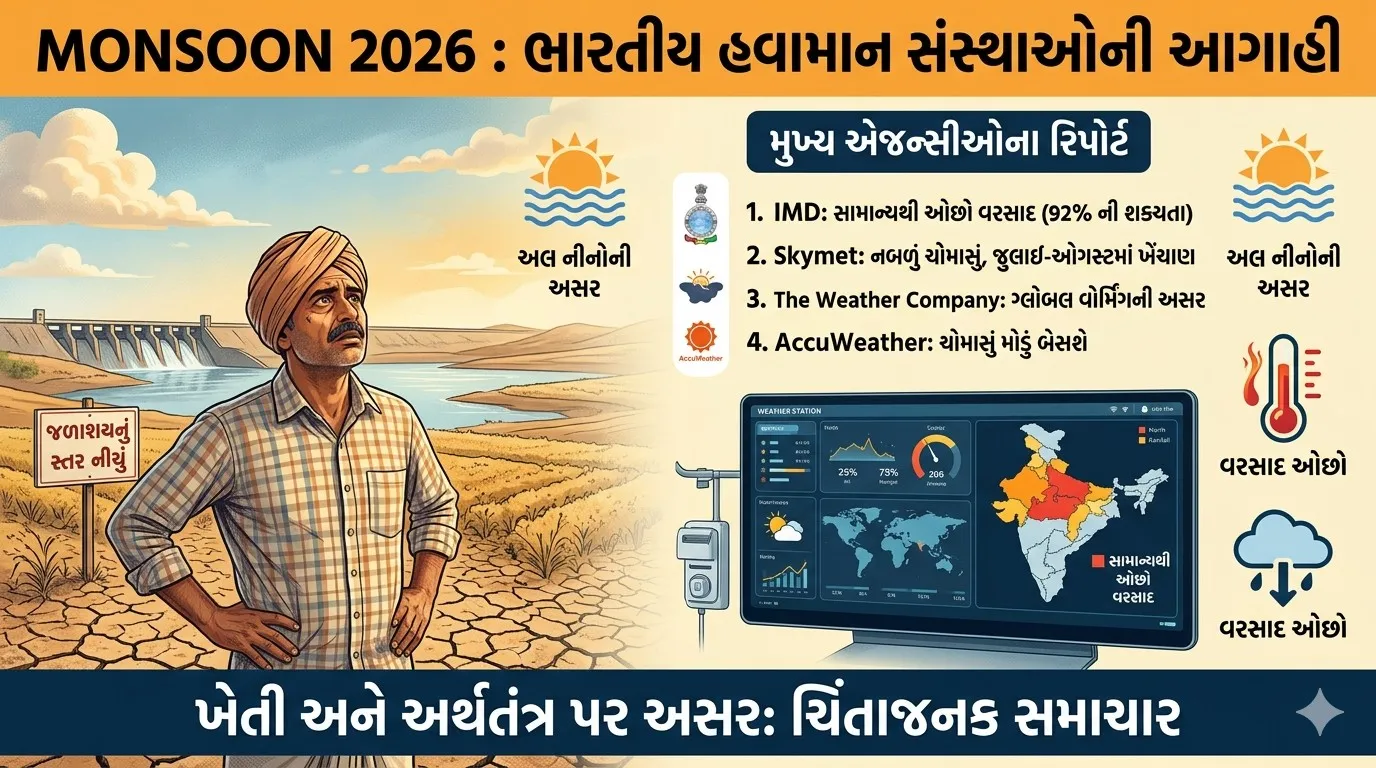 Monsoon 2026 : આ વર્ષે ચોમાસાને લઈને ભારતની જાણીતી હવામાન એજન્સીઓએ શું આગાહી કરી?