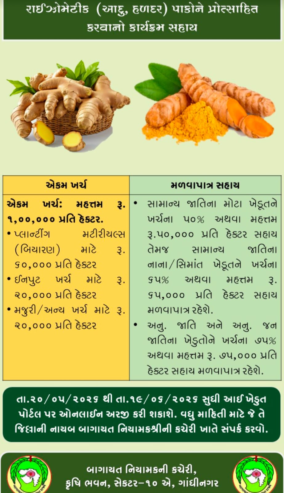 ginger farming subsidy gujarat